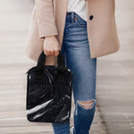 Black White Liquid Marble Print Bible Tote Bag