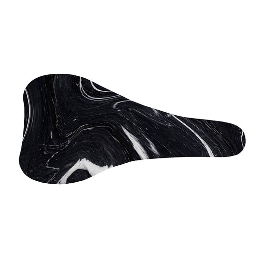 Black White Liquid Marble Print Bicycle Seat Cover