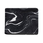 Black White Liquid Marble Print Bifold Wallet