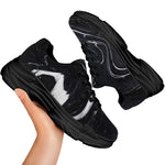 Black White Liquid Marble Print Black Chunky Shoes