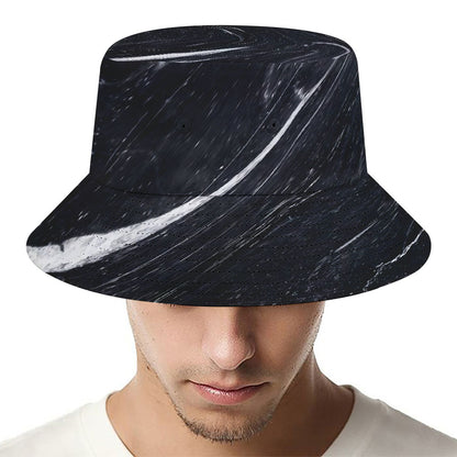 Black White Liquid Marble Print Bucket Hat