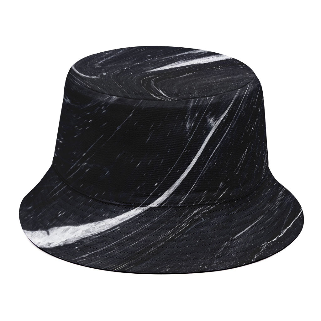 Black White Liquid Marble Print Bucket Hat