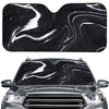 Black White Liquid Marble Print Car Windshield Sun Shade