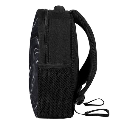 Black White Liquid Marble Print Casual Backpack