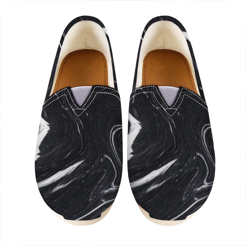 Black White Liquid Marble Print Casual Shoes