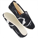 Black White Liquid Marble Print Casual Shoes