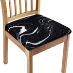 Black White Liquid Marble Print Chair Cushion Cover
