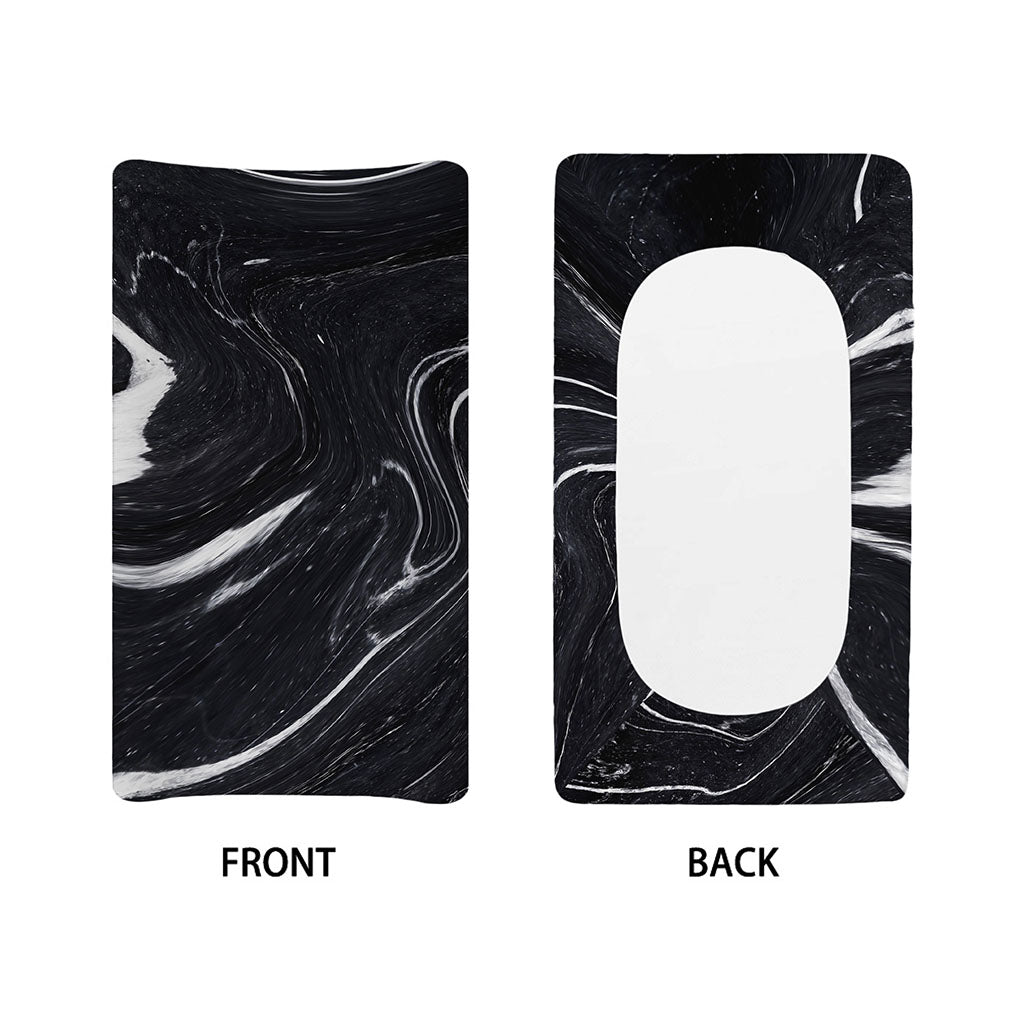 Black White Liquid Marble Print Changing Pad Cover
