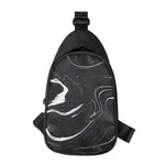 Black White Liquid Marble Print Chest Bag