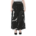 Black White Liquid Marble Print Chiffon Maxi Skirt