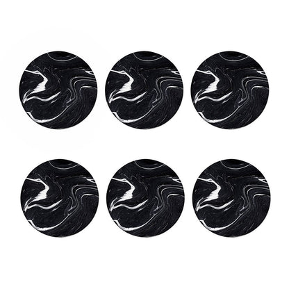 Black White Liquid Marble Print Coaster Set