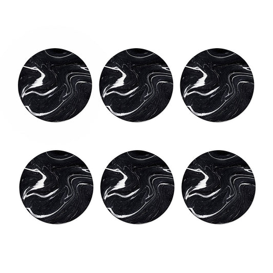 Black White Liquid Marble Print Coaster Set