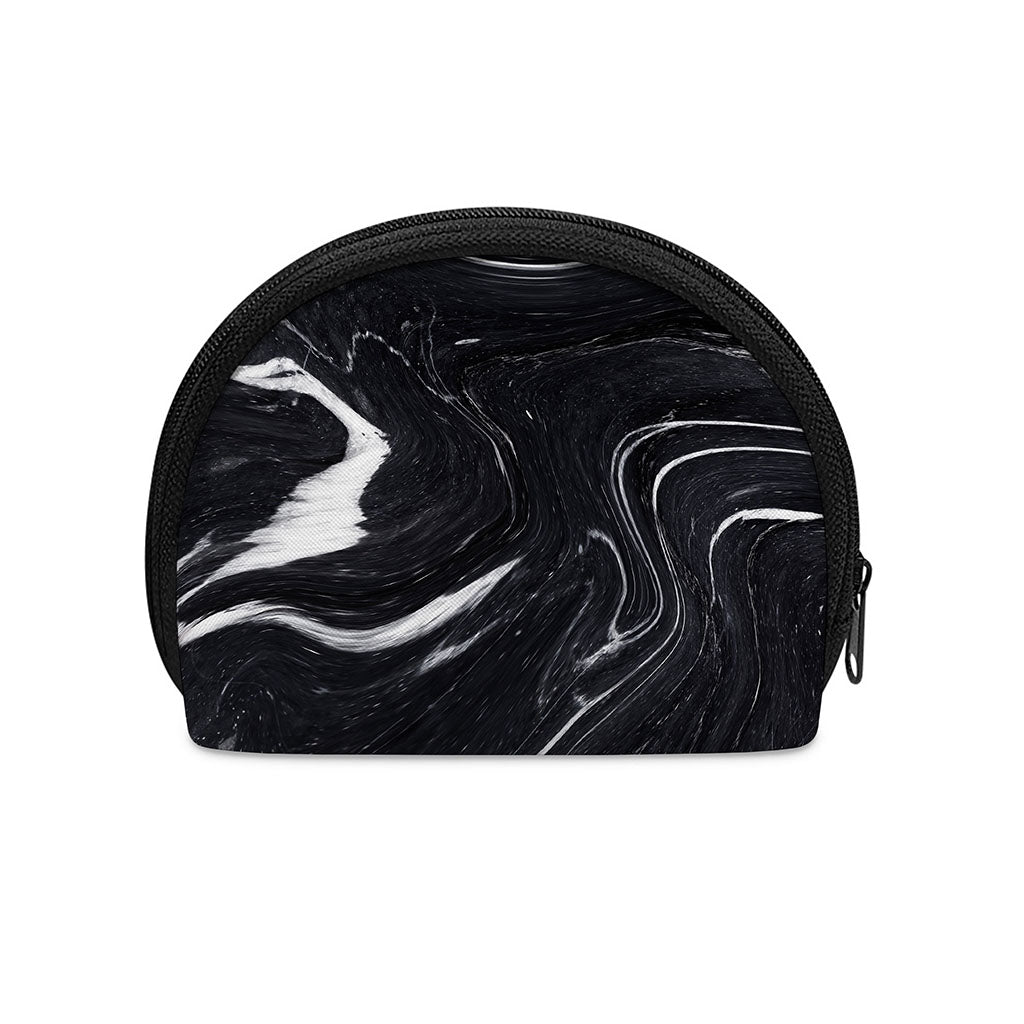 Black White Liquid Marble Print Coin Purse