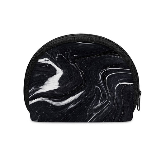 Black White Liquid Marble Print Coin Purse