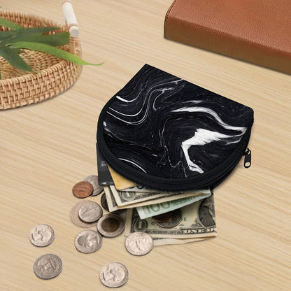 Black White Liquid Marble Print Coin Purse
