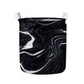 Black White Liquid Marble Print Collapsible Laundry Basket