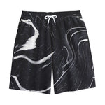 Black White Liquid Marble Print Cotton Shorts