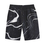 Black White Liquid Marble Print Cotton Shorts