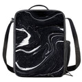 Black White Liquid Marble Print Crossbody Lunch Bag