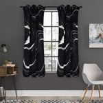 Black White Liquid Marble Print Curtain