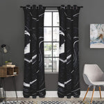 Black White Liquid Marble Print Curtain