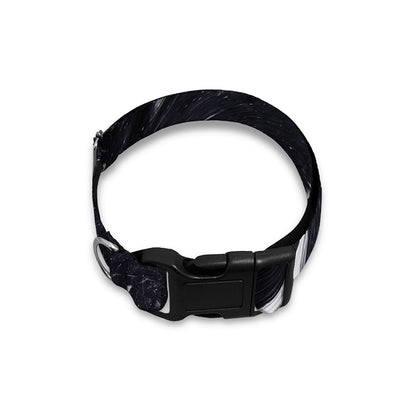 Black White Liquid Marble Print Dog Collar