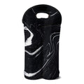 Black White Liquid Marble Print Double Neoprene Wine Tote
