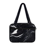 Black White Liquid Marble Print Double Strap Bible Bag