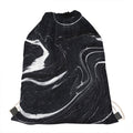 Black White Liquid Marble Print Drawstring Bag