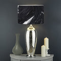 Black White Liquid Marble Print Drum Lamp Shade