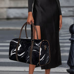 Black White Liquid Marble Print Duffle Bag