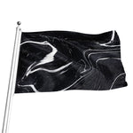 Black White Liquid Marble Print Flag