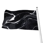 Black White Liquid Marble Print Flag