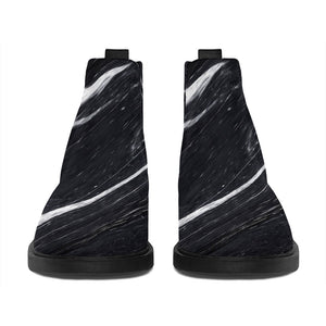 Black White Liquid Marble Print Flat Ankle Boots