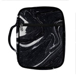 Black White Liquid Marble Print Front Pocket Bible Bag