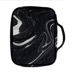 Black White Liquid Marble Print Front Pocket Bible Bag
