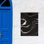 Black White Liquid Marble Print Garden Flag