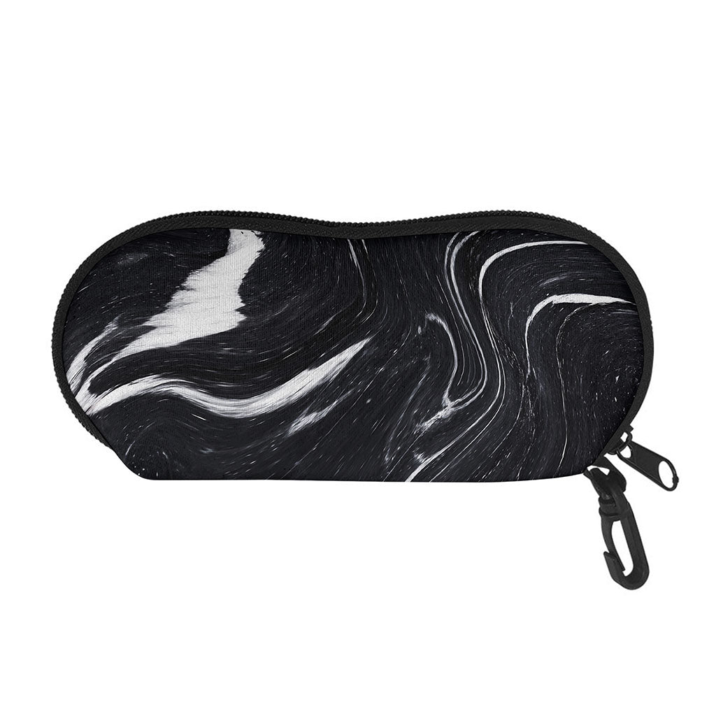 Black White Liquid Marble Print Glasses Case