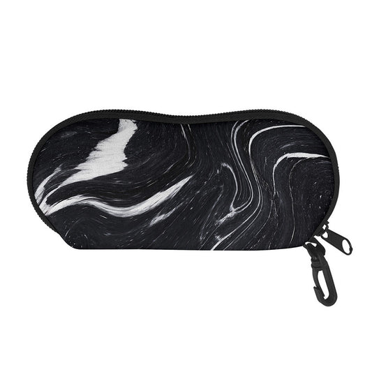 Black White Liquid Marble Print Glasses Case