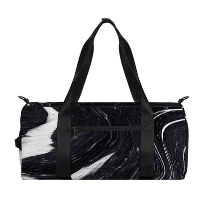Black White Liquid Marble Print Gym Bag