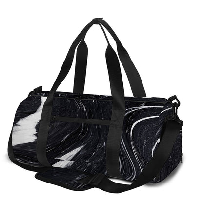 Black White Liquid Marble Print Gym Bag