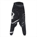 Black White Liquid Marble Print Hammer Pants