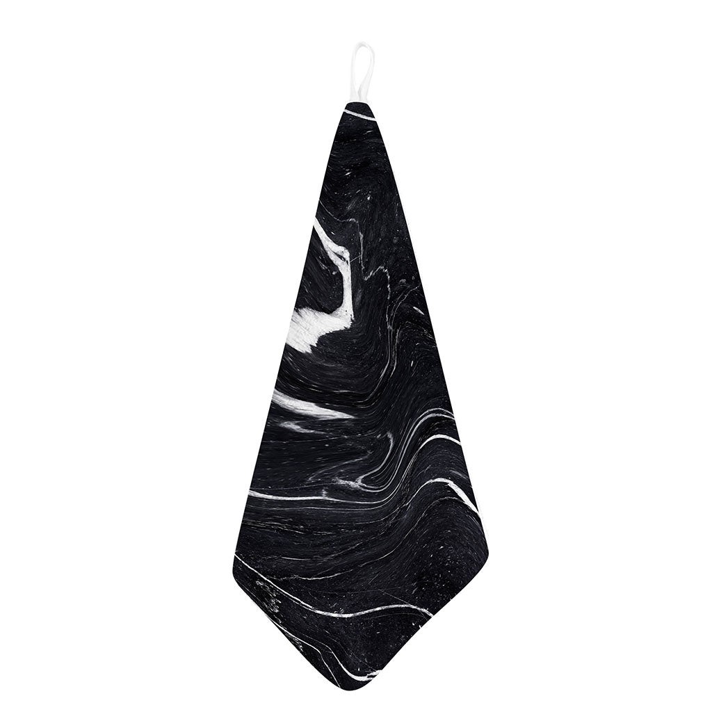 Black White Liquid Marble Print Hand Towel
