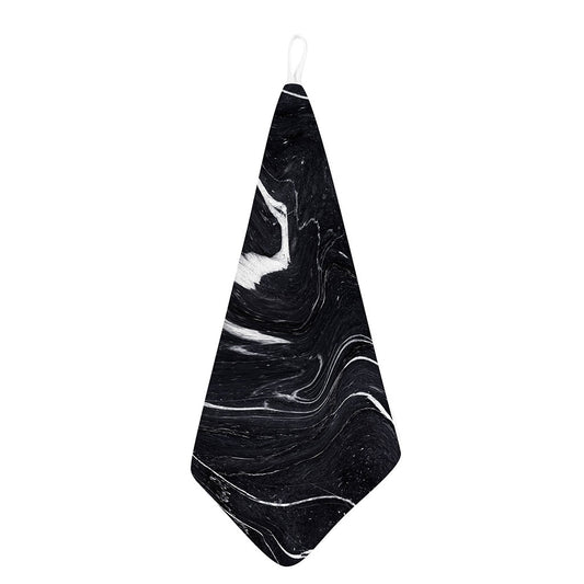 Black White Liquid Marble Print Hand Towel