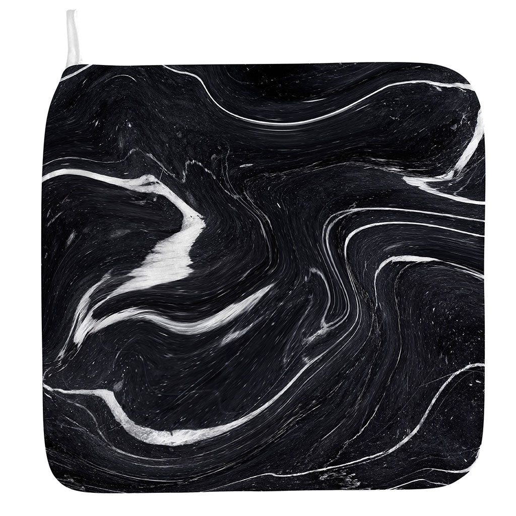 Black White Liquid Marble Print Hand Towel