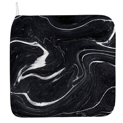 Black White Liquid Marble Print Hand Towel