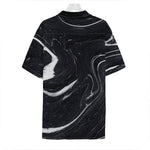 Black White Liquid Marble Print Hawaiian Shirt