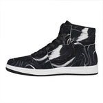 Black White Liquid Marble Print High Top Leather Sneakers