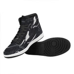 Black White Liquid Marble Print High Top Leather Sneakers