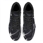 Black White Liquid Marble Print High Top Leather Sneakers